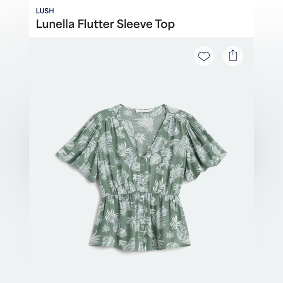 Lush Tops - Lush Flutter Sleeve Top Olive Green XXL